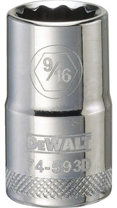 DeWALT DWMT74593OSP Drive Socket, 9/16 in Socket, 1/2 in Drive, 12-Point, Steel, Polished Chrome Vanadium